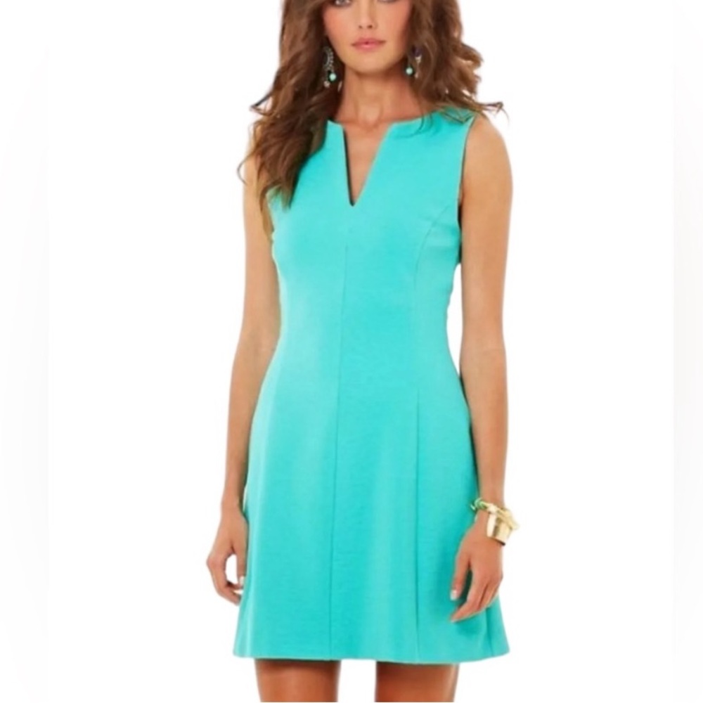 Lilly Pulitzer Brielle Sleeveless Seafoam Green Teal Fit & Flare Dress Sz Small